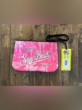 NWT MC2 Saint Barth Aline Neoprene Pochette Pink Palm Print Zip Pouch 8